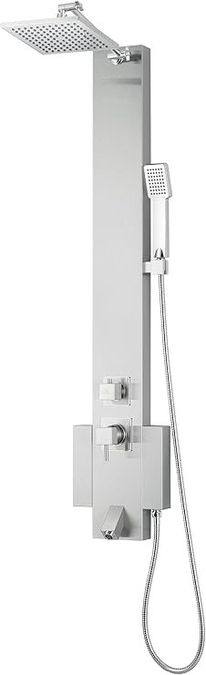 Blue Ocean 48" Stainless Steel SPS822A Shower Panel Tower with Rainfall Shower Head and Spout