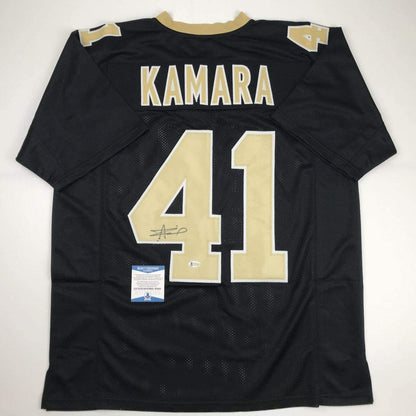 Autographed/Signed Alvin Kamara New Orleans Black Football Jersey Beckett BAS COA