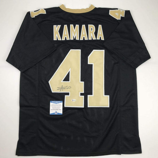 Autographed/Signed Alvin Kamara New Orleans Black Football Jersey Beckett BAS COA
