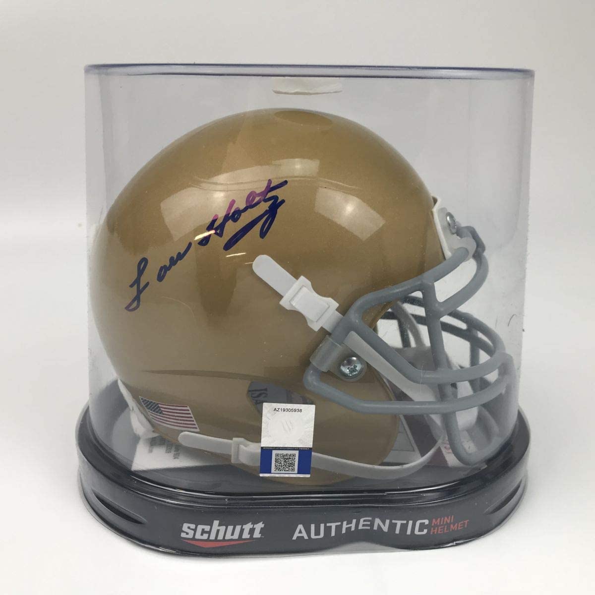 Autographed/Signed Lou Holtz Notre Dame Irish College Football Mini Helmet JSA COA