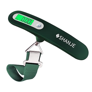 SHANJE Luggage Weight Scale for Suitcases 110 Lbs Travel Accessories High Precision Travel Digital Hanging Scales 50kg (Green)