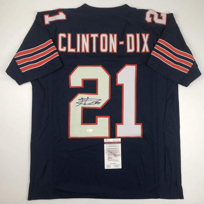 Autographed/Signed Haha Ha Ha Clinton-Dix Chicago Blue Block Football Jersey JSA COA