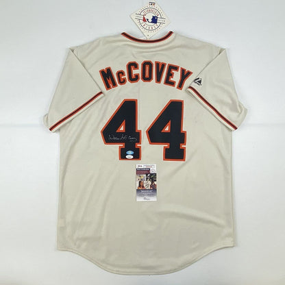 Autographed/Signed Willie McCovey San Francisco Cream Baseball Jersey JSA COA