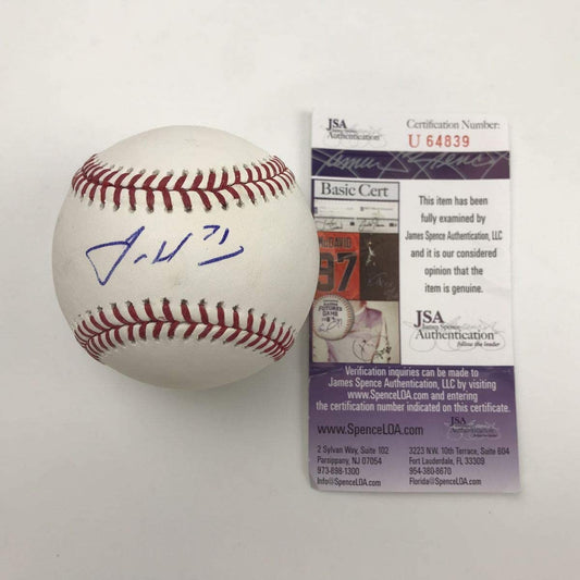 Autographed/Signed Josh Hader Brewers Rawlings Official Major League Baseball ROML JSA COA Auto