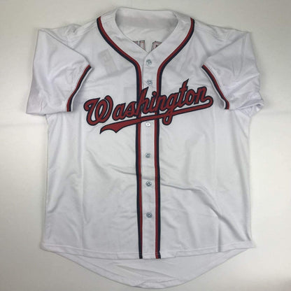 Autographed/Signed Trea Turner Washington White Baseball Jersey JSA COA