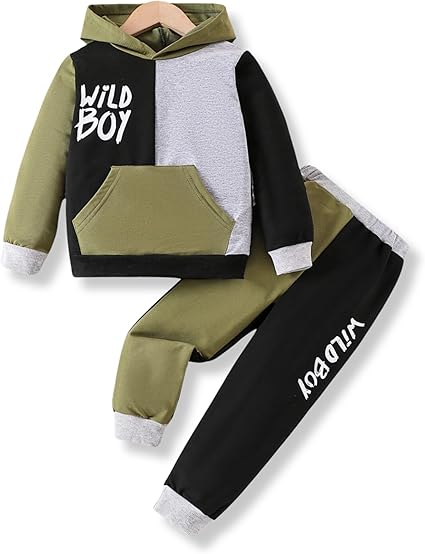2-6T Toddler Baby Boy Clothes Color Blocking Hoodies + Pants Fall Winter Outfits