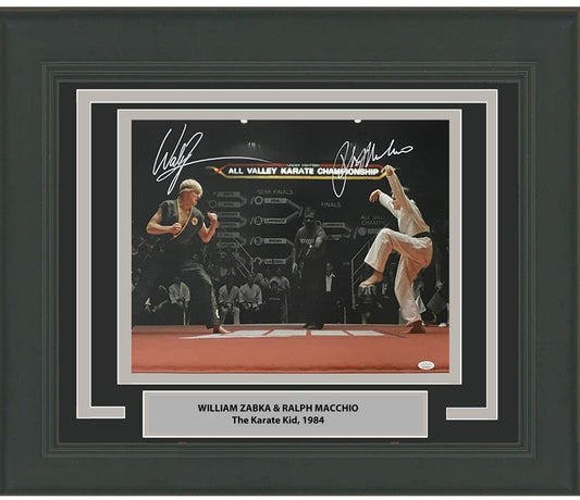 Framed Autographed/Signed William Zabka & Ralph Macchio The Karate Kid Cobra Kai 16x20 Photo JSA COA