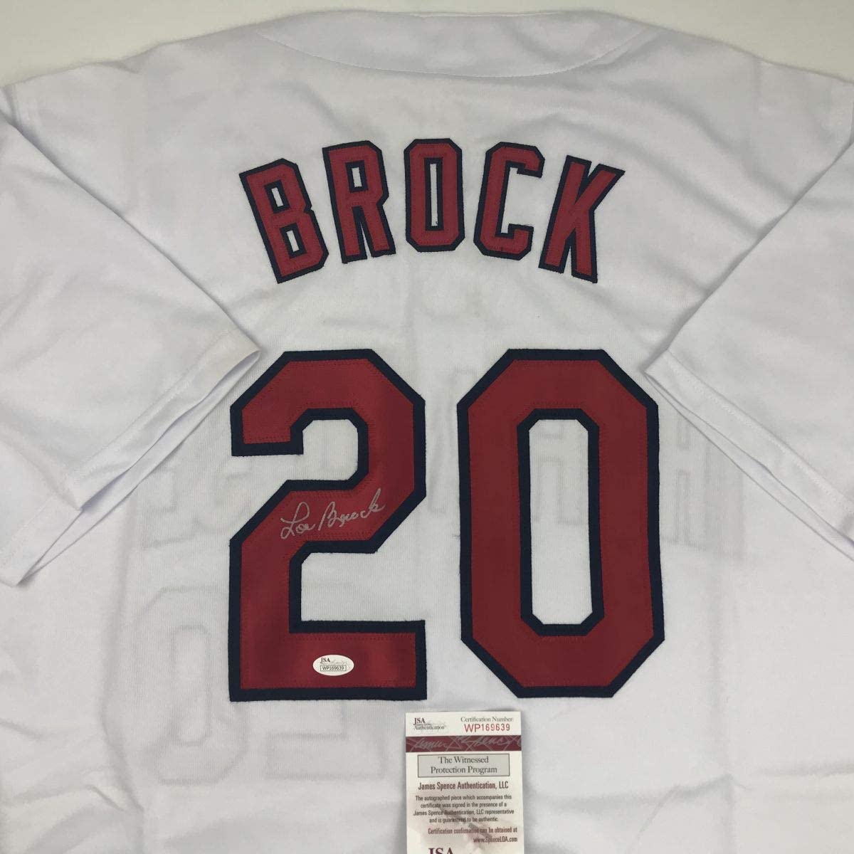 Autographed/Signed Lou Brock St. Louis White Baseball Jersey JSA COA