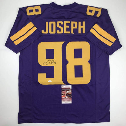 Autographed/Signed Linval Joseph Minnesota Color Rush Football Jersey JSA COA