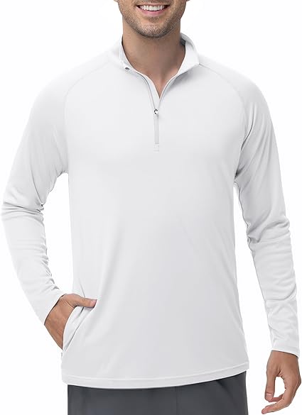 Men's Running Shirts Long Sleeve Lightweight Quarter Zip Pullover Quick Dry Moisture Wicking Athletic Workout Shirts