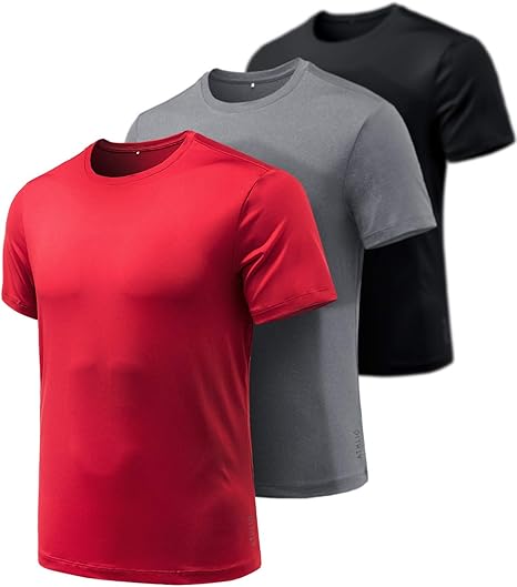 ATHLIO Men's Workout Running Shirts, Sun Protection Quick Dry Athletic Shirts, Short Sleeve Gym T-Shirts