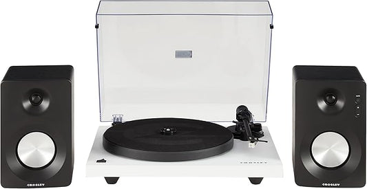 Crosley KT6101-WH Belt-Drive Bluetooth Turntable with Built-in Preamp and Included Speakers, White