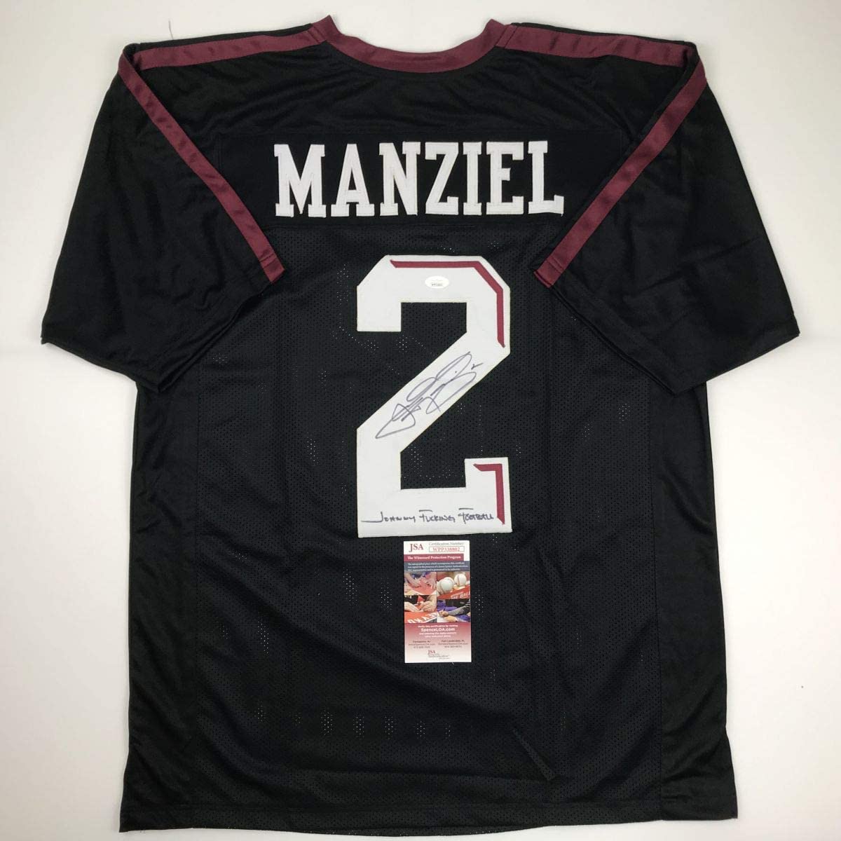 Autographed/Signed Johnny FN Football Manziel Texas A&M Black College Jersey JSA COA
