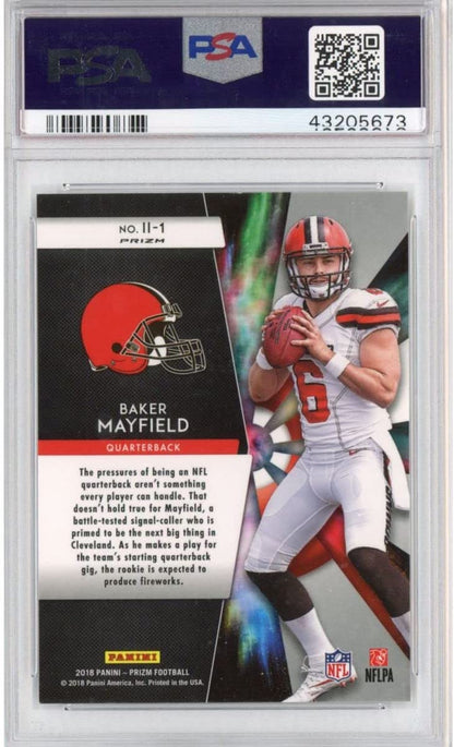 Graded 2018 Panini Prizm Baker Mayfield #II-1 Instant Impact Rookie RC Football Card PSA 10 Gem Mint