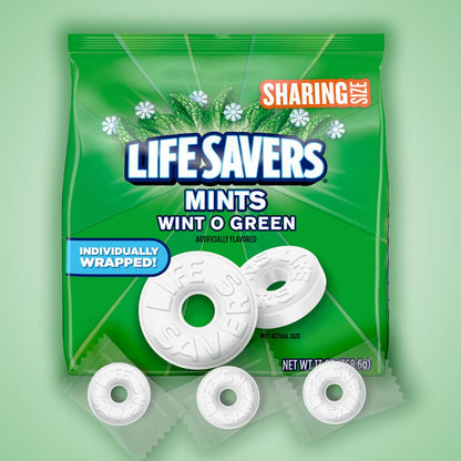LIFE SAVERS Wint-O-Green Breath Mints Hard Candy, Sharing Size, 13 oz Bag, 10/24