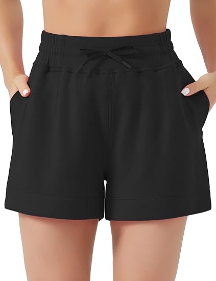 THE GYM PEOPLE Women's Drawstring Sweat Shorts High Waisted Summer Workout Lounge Shorts with Pockets