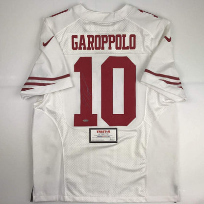Autographed/Signed Jimmy Garoppolo San Francisco White Football Jersey Tristar COA