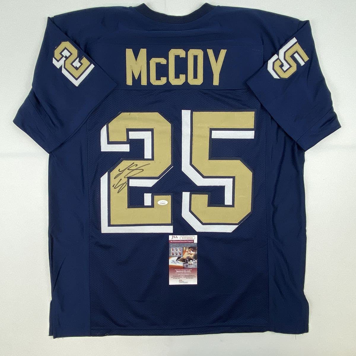 Autographed/Signed LeSean McCoy Pittsburgh Blue College Football Jersey JSA COA
