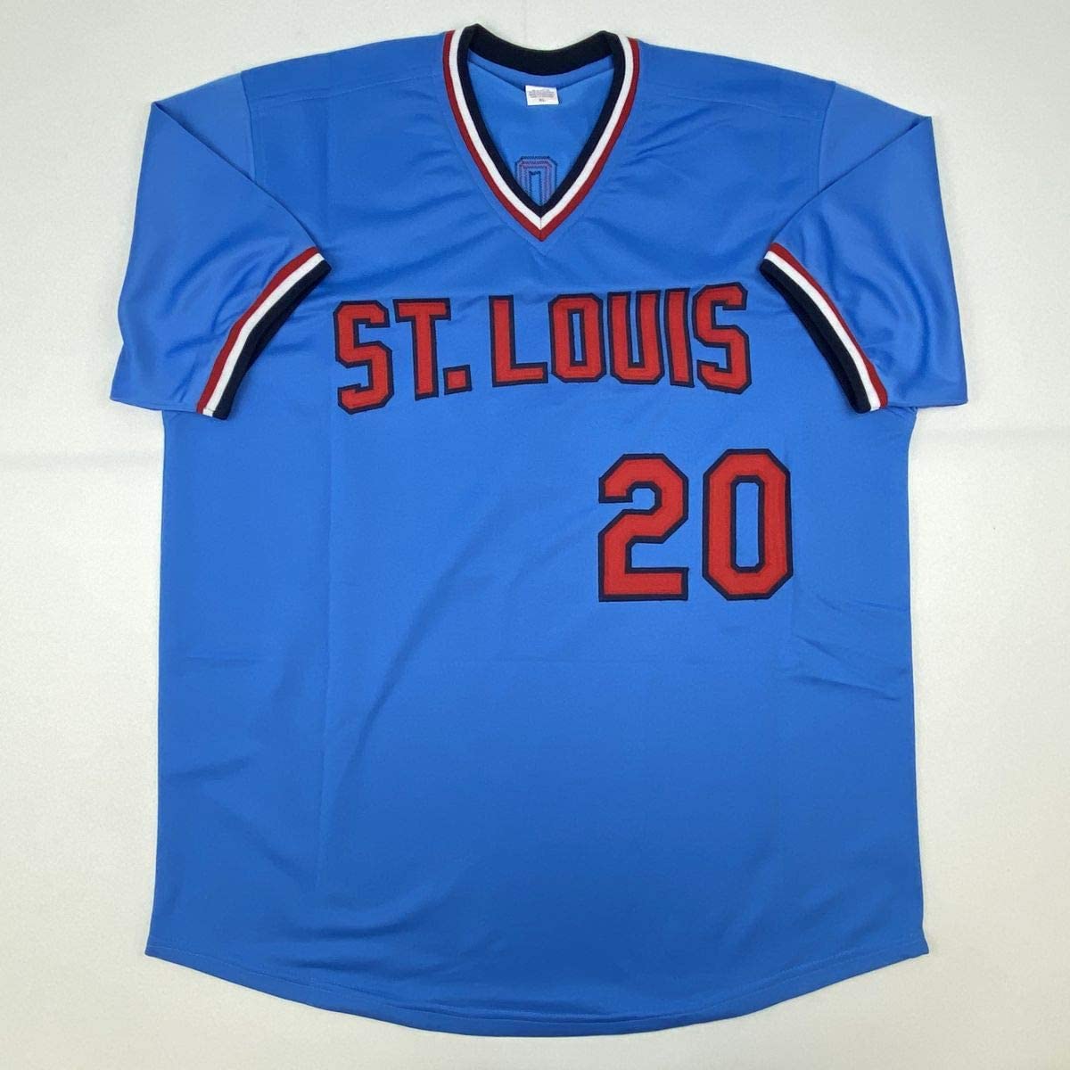 Autographed/Signed Lou Brock St. Louis Blue Baseball Jersey JSA COA