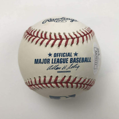 Autographed/Signed Buster Posey Rawlings Official Major League Baseball ROML JSA COA