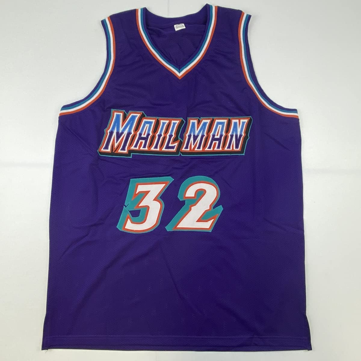 Autographed/Signed Karl Malone Utah Purple Basketball Jersey Beckett BAS COA