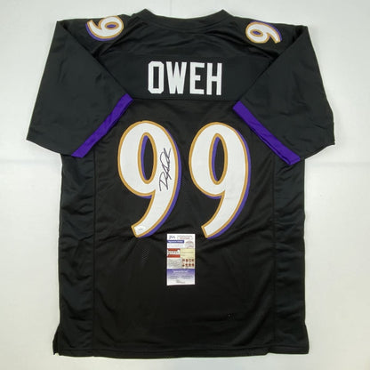 Autographed/Signed Odafe Oweh Baltimore Black Football Jersey JSA COA