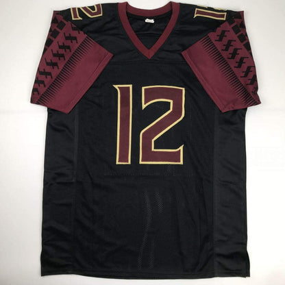 Autographed/Signed Deondre Francois Florida State FSU Black Football Jersey JSA COA