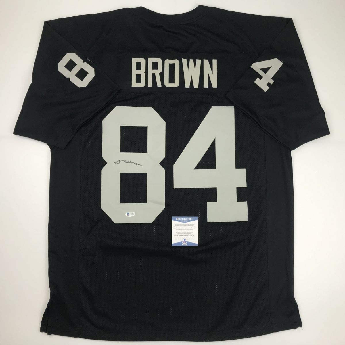 Autographed/Signed Antonio Brown Oakland Black Football Jersey Beckett BAS COA