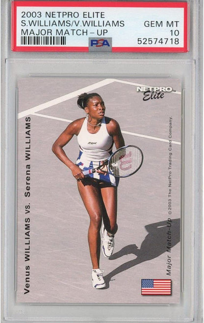Graded 2003 Netpro Elite Serena vs. Venus Williams Major Matchup Rookie RC Tennis Card PSA 10 Gem Mint