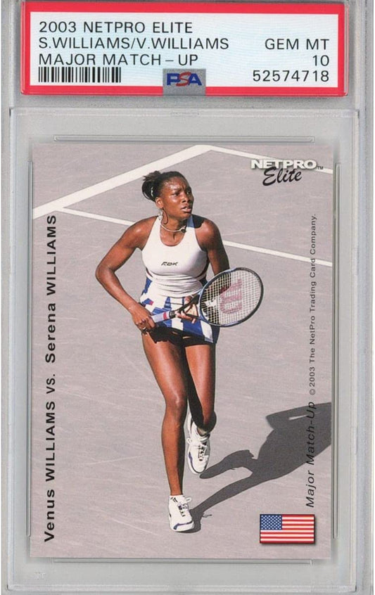 Graded 2003 Netpro Elite Serena vs. Venus Williams Major Matchup Rookie RC Tennis Card PSA 10 Gem Mint