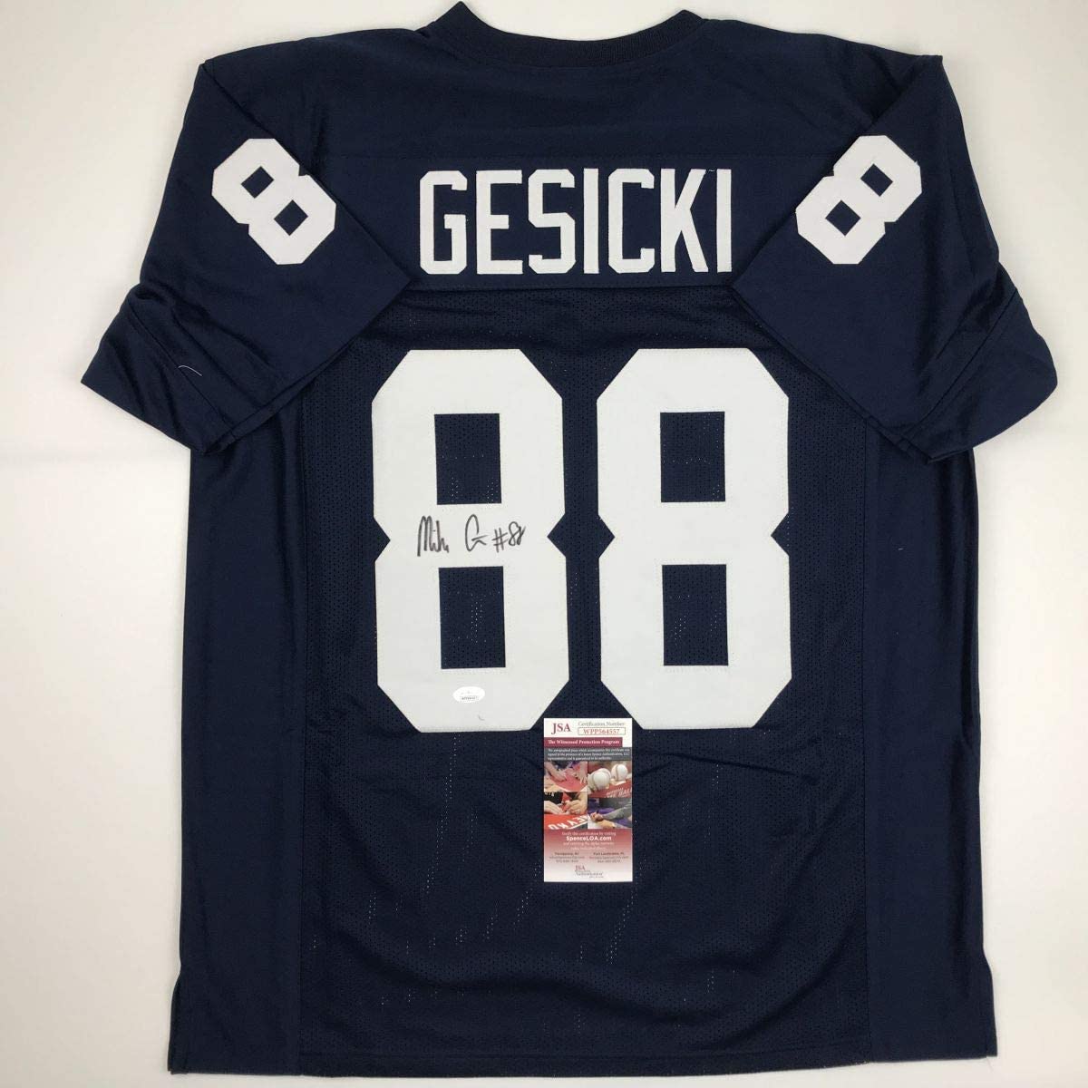 Autographed/Signed Mike Gesicki Penn State Blue College Football Jersey JSA COA