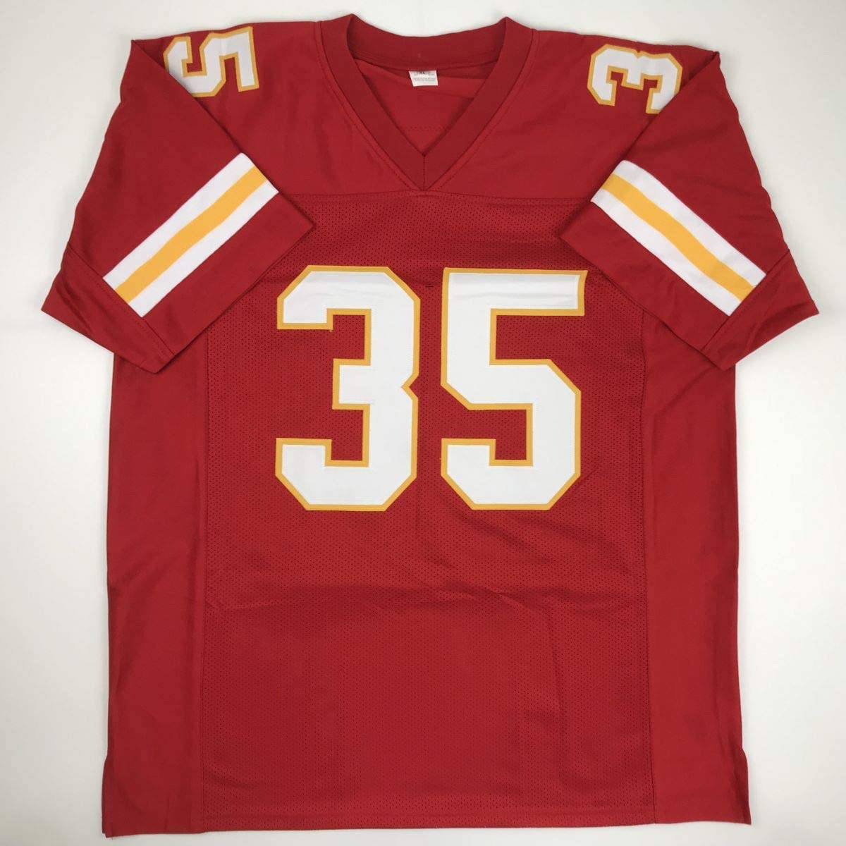 Autographed/Signed Christian Okoye Kansas City Red Football Jersey PSA/DNA COA