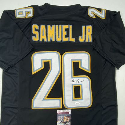 Autographed/Signed Asante Samuel Jr. Los Angeles LA Black Football Jersey JSA COA