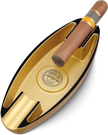 Cigar Ashtray for Men, 2 Cigar Holder Portable Travel Ashtray Unique Large Basin for Outdoor Patio Indoor Home and Office Use, Cool Cigar Gift Idea