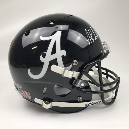 Autographed/Signed Nick Saban Alabama Crimson Tide Black Full Size FS F/S Replica College Football Helmet JSA COA