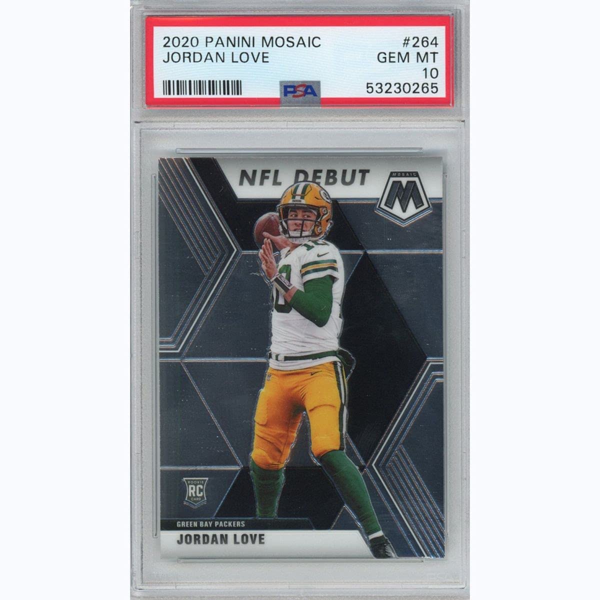 Graded 2020 Panini Mosaic Jordan Love #264 Rookie RC Football Card PSA 10 Gem Mint