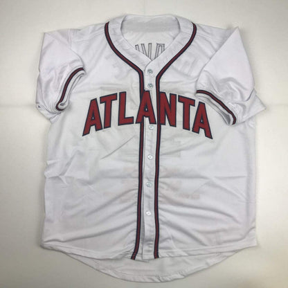 Autographed/Signed Tom Glavine Atlanta White Stat Baseball Jersey JSA COA