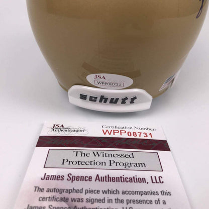 Autographed/Signed Lou Holtz Notre Dame Irish College Football Mini Helmet JSA COA