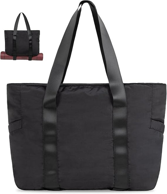 Tote Bag with Zipper for Women, Gym Tote Bag, Yoga Mat Bag with Yoga Mat Buckle, Travel Tote Bag for Work