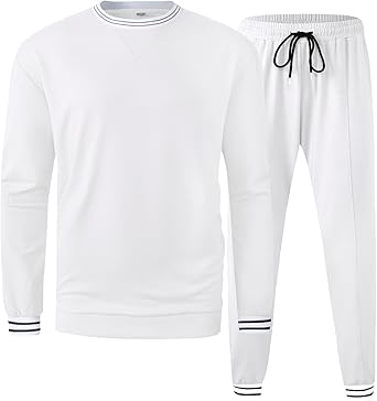 Babioboa Men's two-piece sportswear long-sleeved pullover and jogging pants Solid Color tracksuit casual tracksuit set