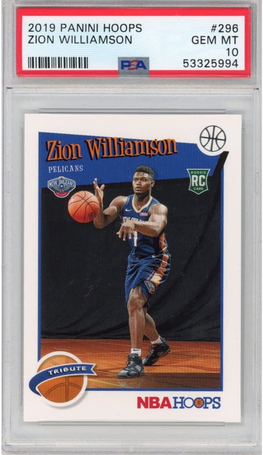 Graded 2019-20 Panini Hoops Zion Williamson #296 Rookie RC Basketball Card PSA 10 Gem Mint
