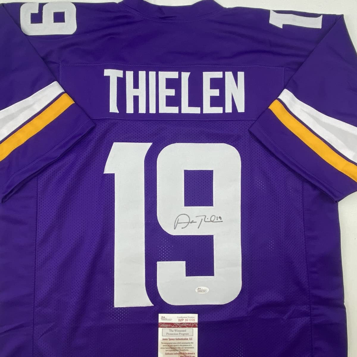 Autographed/Signed Adam Thielen Minnesota Purple Football Jersey JSA COA