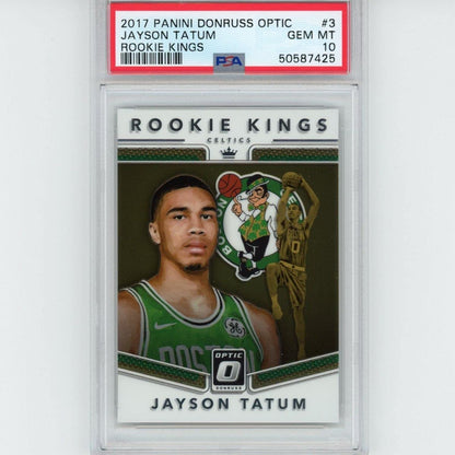 Graded 2017-18 Panini Donruss Optic Jayson Tatum #3 Rookie Kings RC Basketball Card PSA 10 Gem Mint
