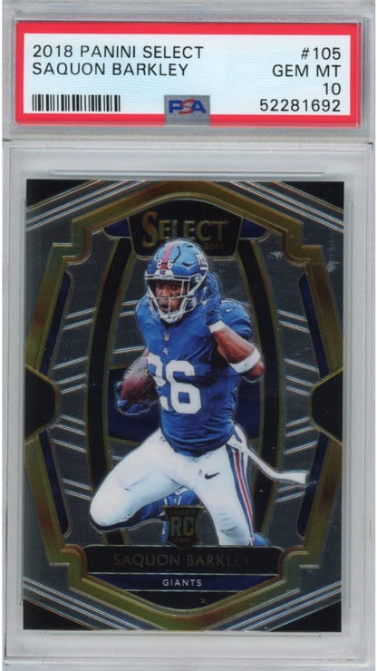 Graded 2018 Panini Select Saquon Barkley #105 Rookie RC Football Card PSA 10 Gem Mint
