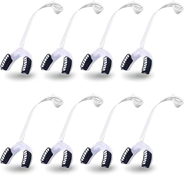 8 Pcs Youth Football Mouthguard with Strap, Soft Sports Mouth Guard for Football, Basketball, Hockey, Kids Sport Mouthpiece Lip Guard for Adult MMA, Rugby, Boxing, 2.56 x 2 x 0.8 Inch