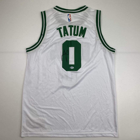 Autographed/Signed Jayson Tatum Boston White Basketball Jersey Beckett BAS COA