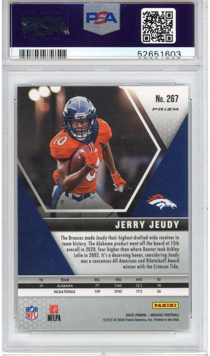 Graded 2020 Panini Mosaic Jerry Jeudy #267 Silver Prizm Rookie RC Football Card PSA 10 Gem Mint