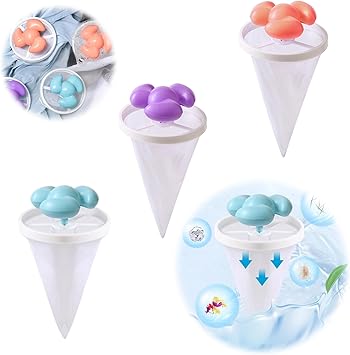 2024 Upgrade Lint Catcher for Laundry, Floating Hair Filtering Mesh Removal, Pet Hair Remover for Laundry, Reusable Washing Machine Hair Filter Cleaning Mesh Bag (3PCS)