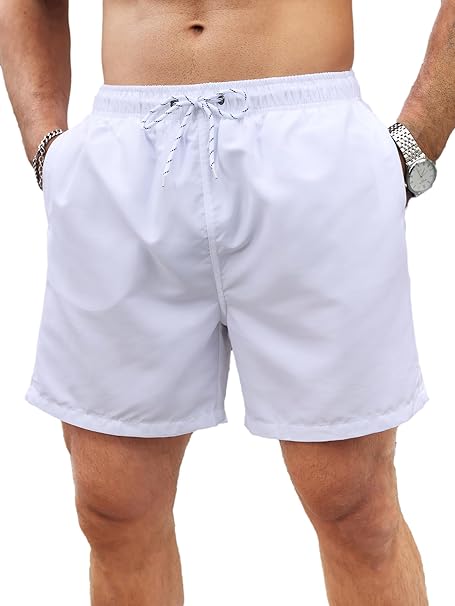 SOLY HUX Swim Trunks for Men Drawstring Board Shorts Beach Swimwear Bathing Suits with Pockets