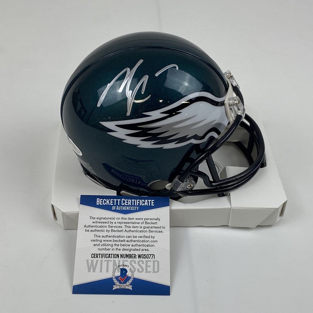 Autographed/Signed Michael Mike Vick Philadelphia Eagles Football Mini Helmet Beckett BAS COA